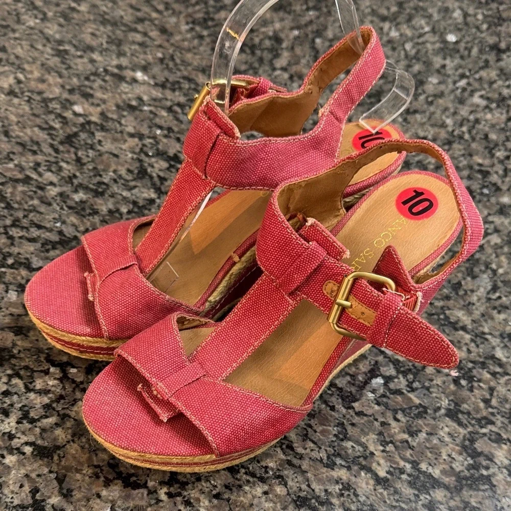 Franco Sarto red espadrilles Wedge Sandals 10
